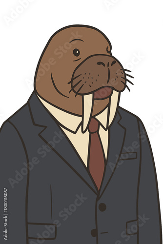 An anthropomorphic walrus in a business suit, a human‑enhanced  concept