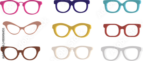 A collection of colorful, stylish thick-framed glasses