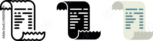 Vector illustration of a sales receipt or invoice in three different styles