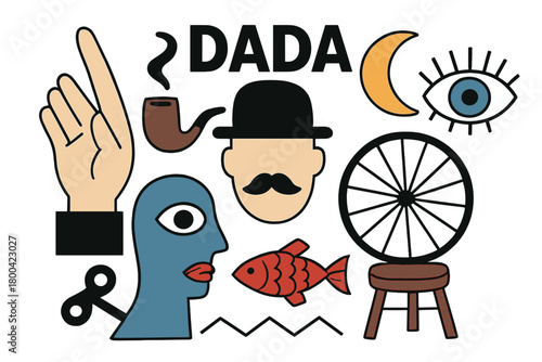 A depiction of the nonsensical concepts in Dada philosophy