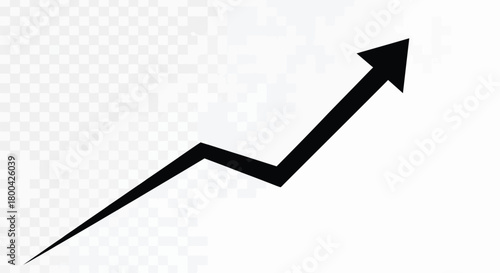 Black arrow pointing upwards isolated on, symbolizing growth, progress, and positive direction