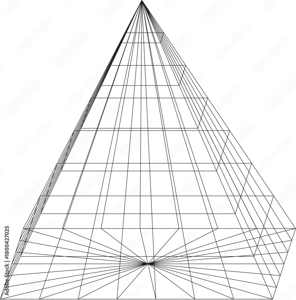 Fototapeta premium Three-dimensional geometric pyramid model with intricate wireframe details