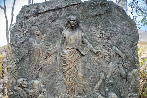 Station XV: The Resurrection of the Lord. The Way of the Cross on Mount Križevac (the Cross Mountain) in Medjugorje.