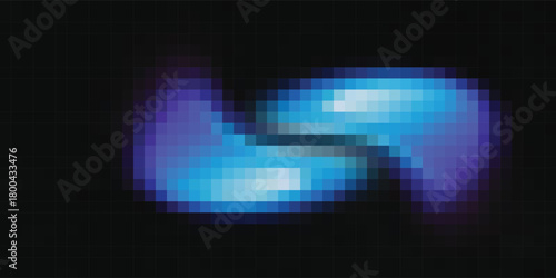 Abstract Pixelated Blue and Purple Art Image, used for digital backgrounds and creative design elements, featuring a swirling shape.