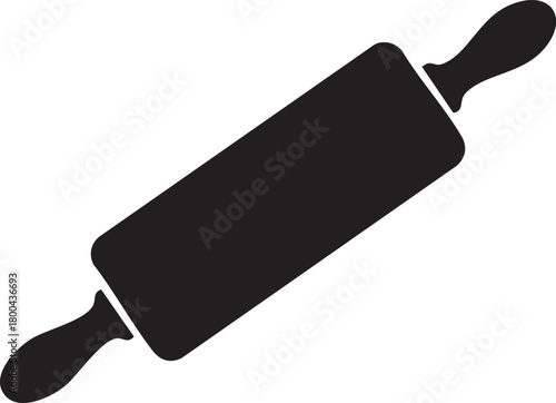 Isolated Rolling Pin Silhouettes Stock Illustration of Simple Minimal Baking Utensil on White Background