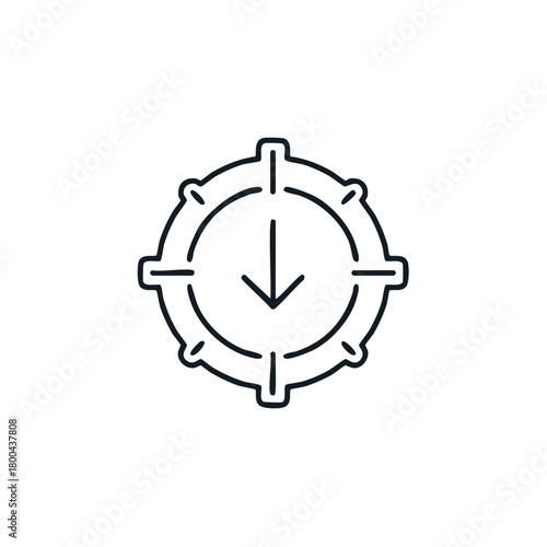 Circular target icon with downward arrow symbol indicating reduction or progress