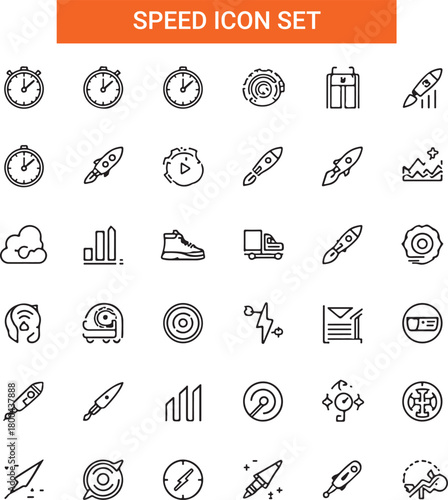 Motion icon set. Containing movement, animation, speed, swing, dynamic, position, acceleration, running, rotation, bounce and motion sensor icons.
