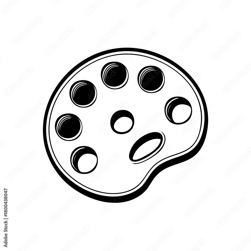 Fototapeta premium Artist Palette Icon Simple Black and White Illustration