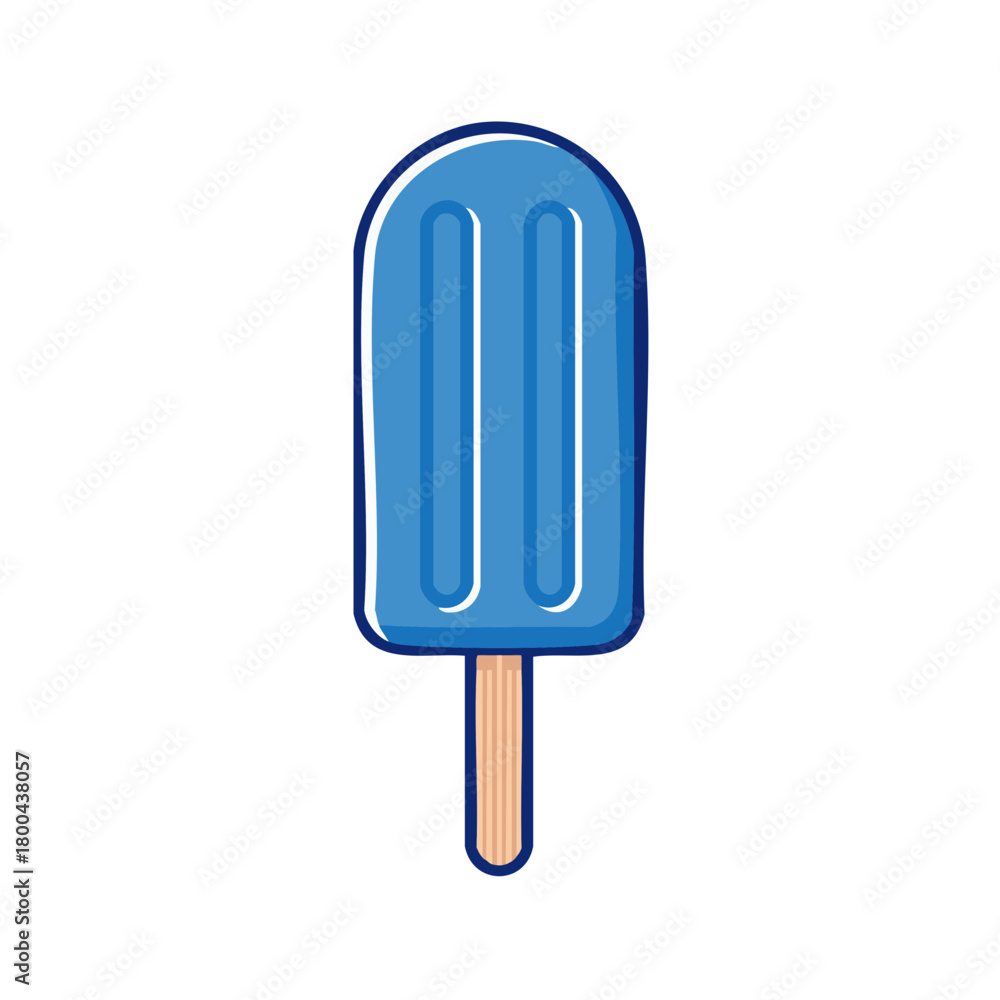 custom made wallpaper toronto digitalA classic blue popsicle illustration of a frozen summer dessert on a wooden stick in a simple vector cartoon style