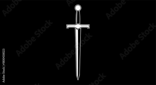 Elegant white sword illustration on a black background conveys strength
