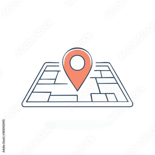 Map Icon, Location Pin, Navigation Vector Illustration, Finding Place Concept, Route Guidance Design, Graphic Design