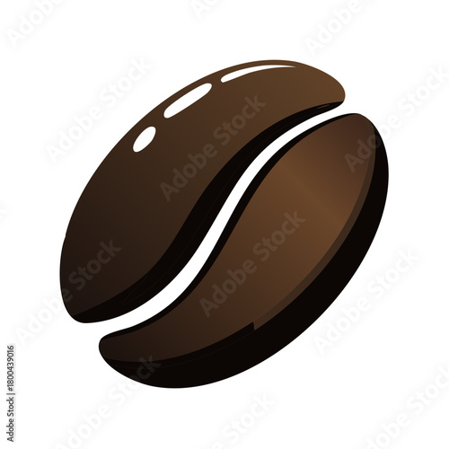 Stylized glossy coffee bean illustration representing freshness and morning energy