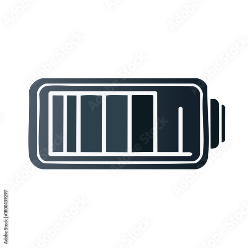 Stylized low charge battery indicator icon showing partial energy level with gradient design