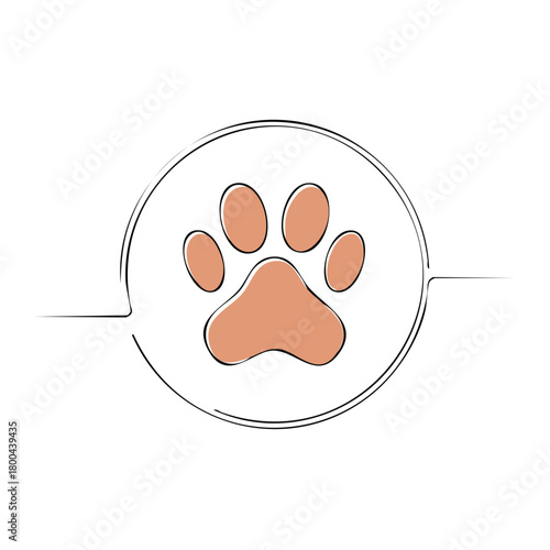 Animal Paw Print Circle Sketch Design Cute Tan Digit Marks Illustration Pet Symbol Graphic