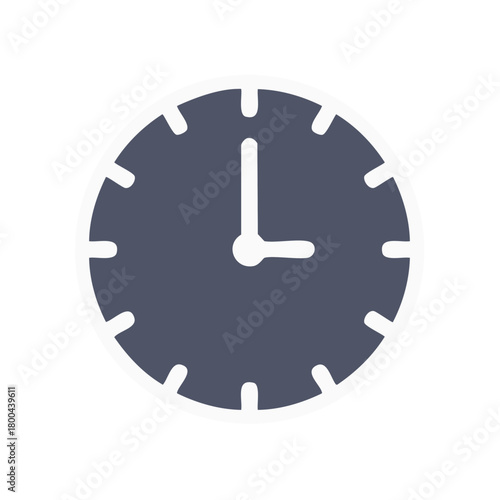 Minimalist Dark Clock Face with White Hands Indicating Nine O'Clock
