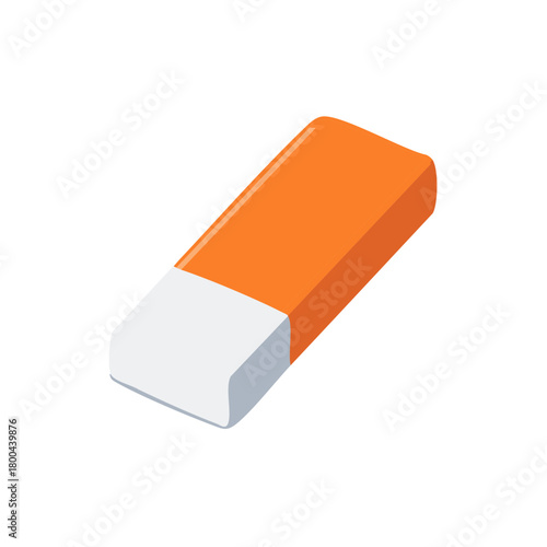 Vibrant orange and white classic rubber eraser school supply or office tool vector illustration