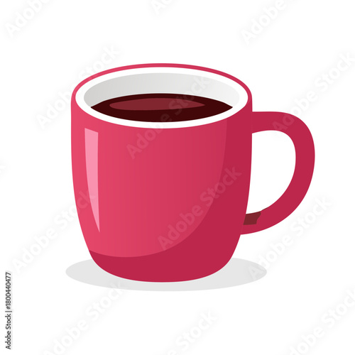 Illustration of a Red Mug with a Dark Liquid Beverage Inside