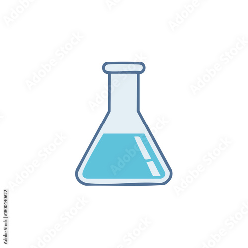 Erlenmeyer flask with blue liquid chemistry science experiment research