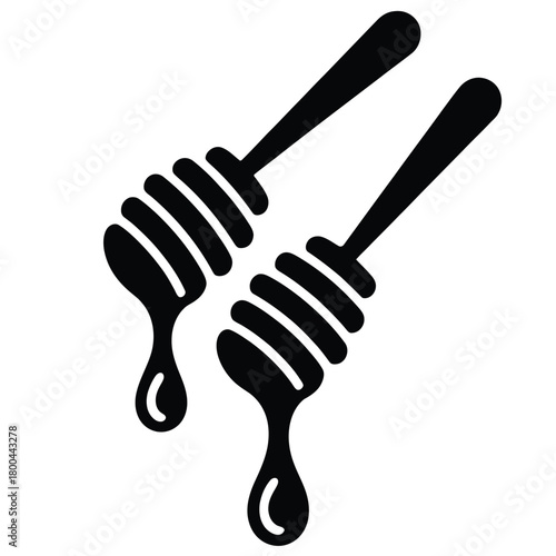 Honey dipper dripping icon, vector illustration on white background, kitchen utensil graphic, sweet ingredient design, culinary and baking resource, cooking vector illustration, recipe and food 
