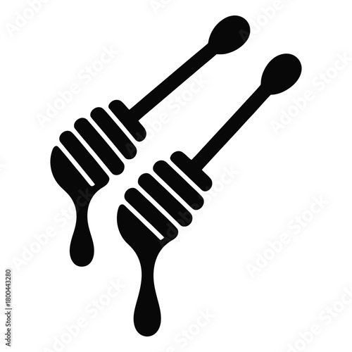 Honey dripping dipper icon, vector illustration on white background, natural sweet ingredient graphic, cooking and baking design element, kitchen utensil illustration, culinary vector icon, recipe and