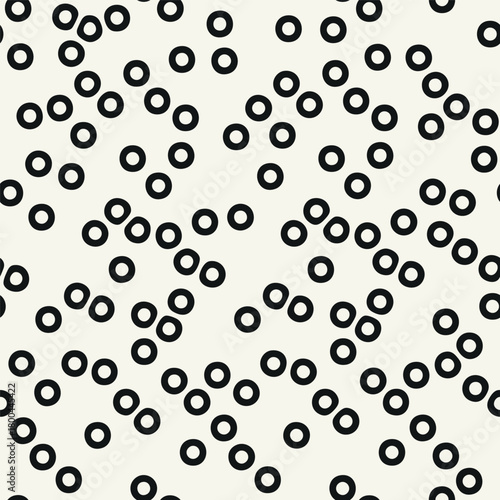 Vector seamless pattern. Modern stylish texture. Repeating creative trings. Hand-drawn careless rounded shapes. Monochrome creative print. Contemporary graphic design.