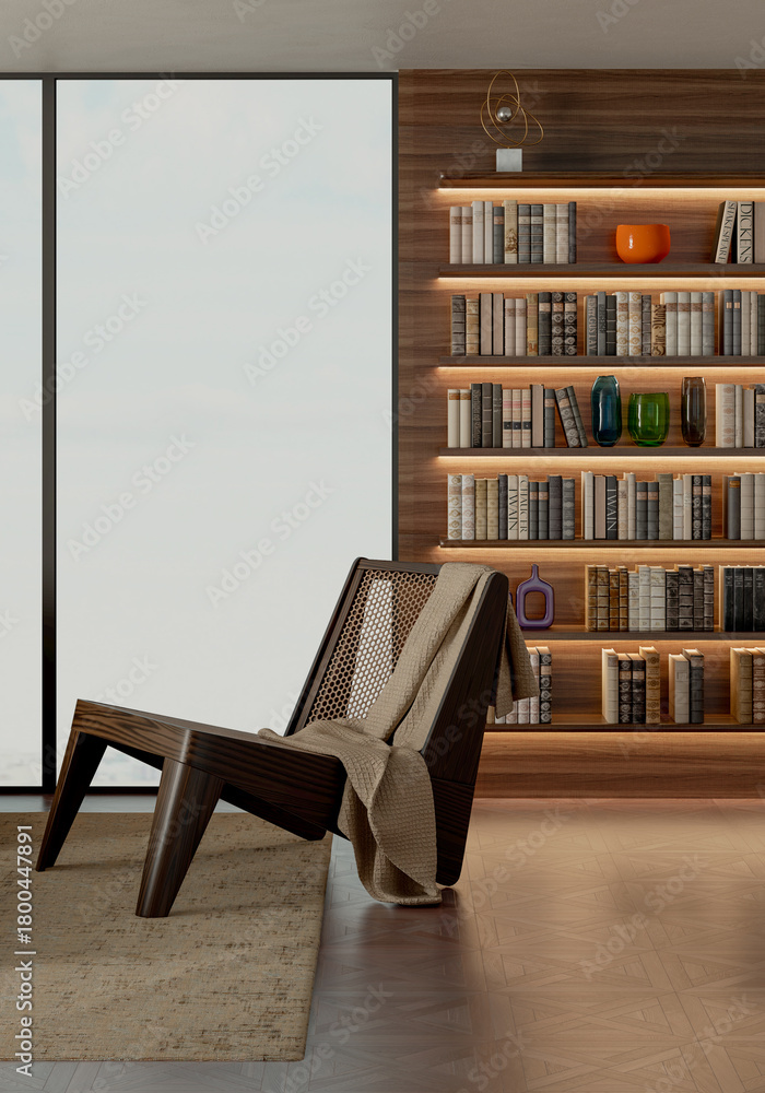 Fototapeta premium Large luxury modern bright interiors Living room mockup illustration 3D rendering image