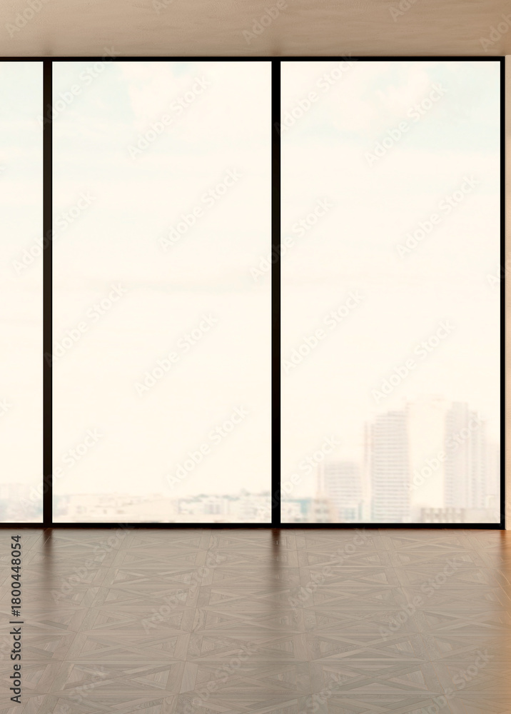 Fototapeta premium Large luxury modern bright interiors Living room mockup illustration 3D rendering image