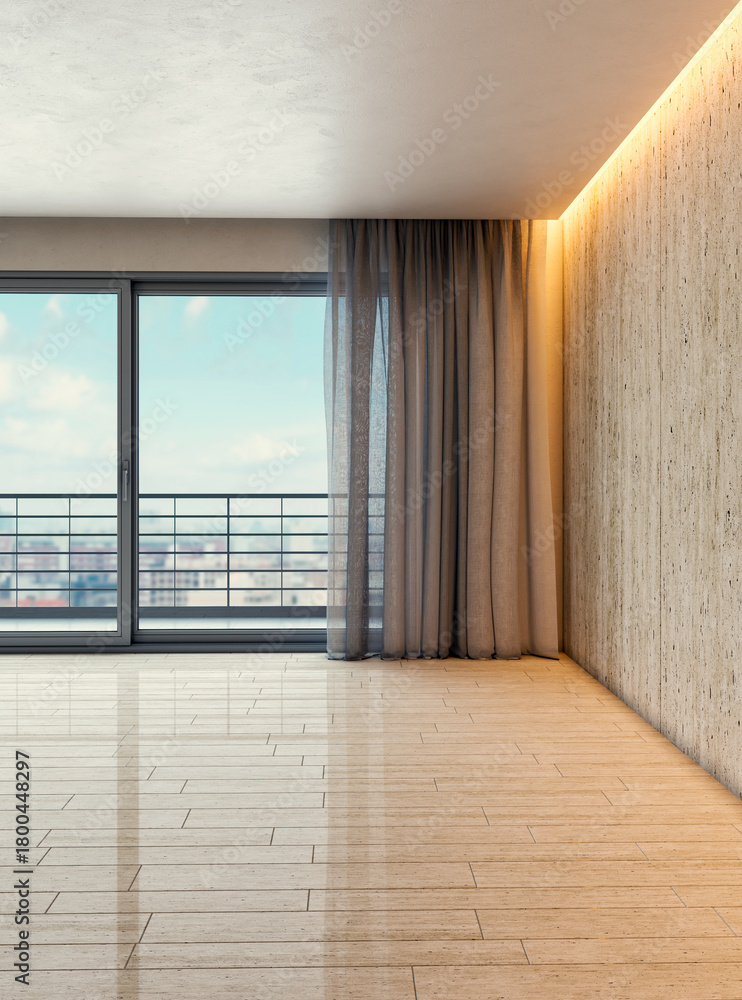 Fototapeta premium Large luxury modern bright interiors Living room mockup illustration 3D rendering image