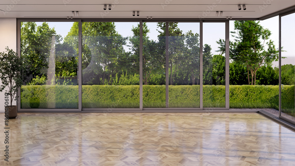 Fototapeta premium Large luxury modern bright interiors Living room mockup illustration 3D rendering image