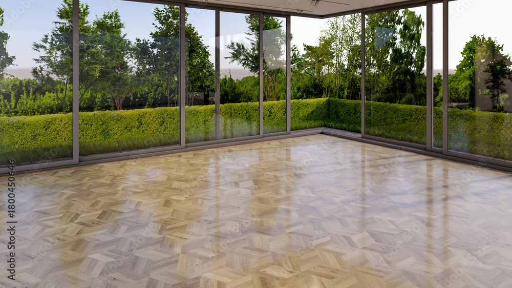 Naklejka premium Large luxury modern bright interiors Living room mockup illustration 3D rendering image