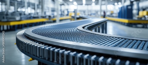 Curved Conveyor Belt System in a Modern Industrial Setting.