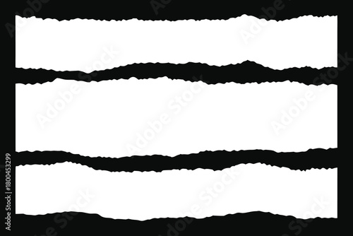 White Torn Paper Collection. Ripped Paper Textures, Jagged Edges, and Raw Artistic Paper Elements for Design and Scrapbooking