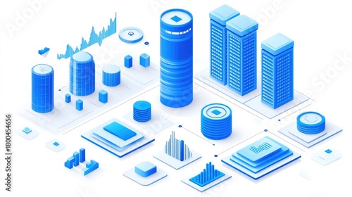 The infographic displays various business graphs and charts on a clean white background.