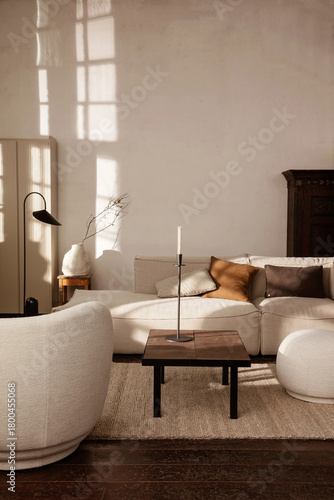 Modern luxury apartment interior in minimal scandinavian style