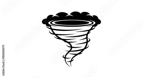 Whimsical Tornado Icon A Spiraling Force of Nature in Black and White