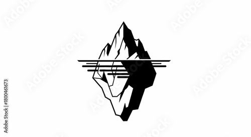 Striking minimalist illustration of an iceberg with its visible tip above water and the vast, unseen mass below, symbolizing hidden challenges, data insights, or potential opportunities