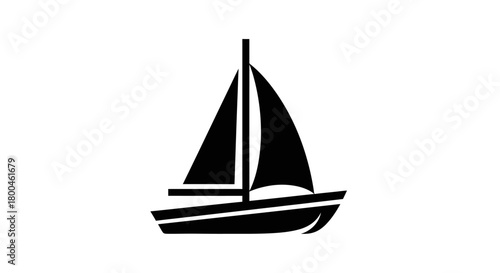 Black and White Sailing Boat Icon Minimalist Design for Navigation and Travel Concepts