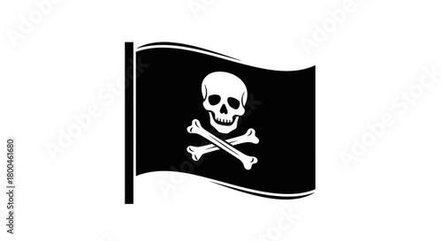 Iconic Pirate Flag with Skull and Crossbones Symbolizing Danger and Adventure