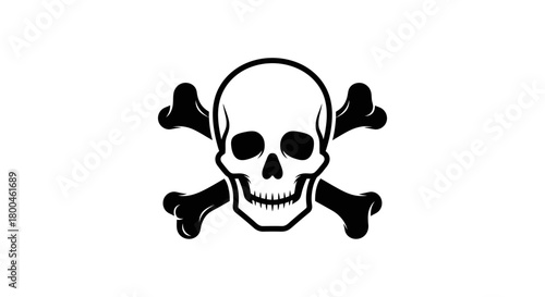 Skull and crossbones symbol of death, danger, and piracy on a white background