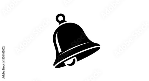 Elegant Black and White Bell Icon for Notifications and Announcements, Vector Silhouette