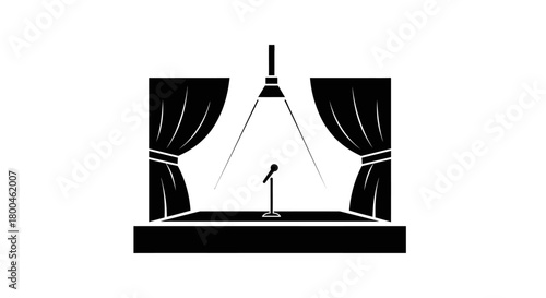 Stage Performance Icon Spotlight on a Microphone