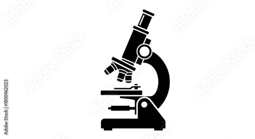 Microscope Illustration A Detailed Black and White Vector of a Scientific Instrument for Research