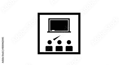 Classroom Lesson Chalkboard and Students Icon for Learning and Education