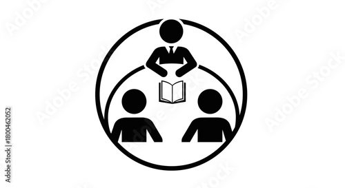 Professional development meeting icon illustrating a collaborative learning environment, educational seminar, or interactive training session for team members and knowledge exchange