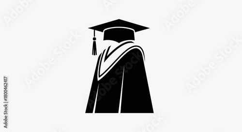 Silhouette of a Graduate Wearing Cap and Gown, Celebrating Academic Achievement and Pursuing Higher Education