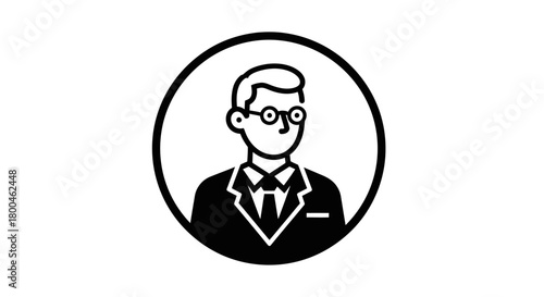 Clean and Modern Vector Illustration of a Professional Man Wearing Glasses and a Suit, Perfect as a Business Avatar or User Profile Icon
