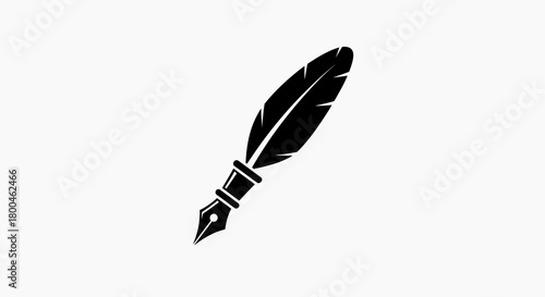 Elegant Feather Pen Icon Symbol of Writing and Creativity for Creative Projects