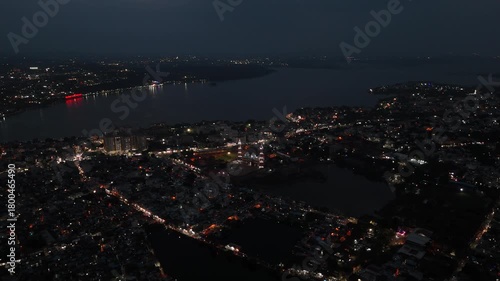 Aerial shot of Night sky of a city in india