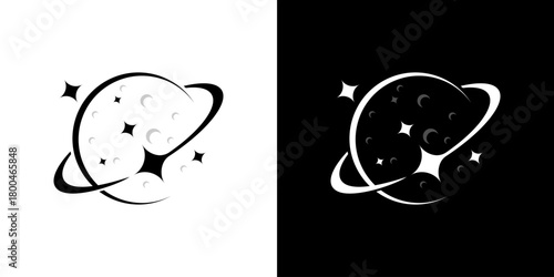 simpple planet galaxy logo. saturn planet abstract logo design illustration