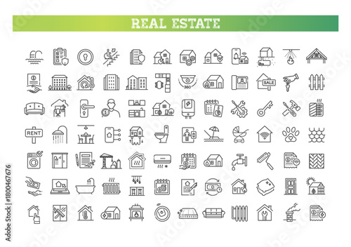 Outline web icons set - Real Estate. Vector icons
